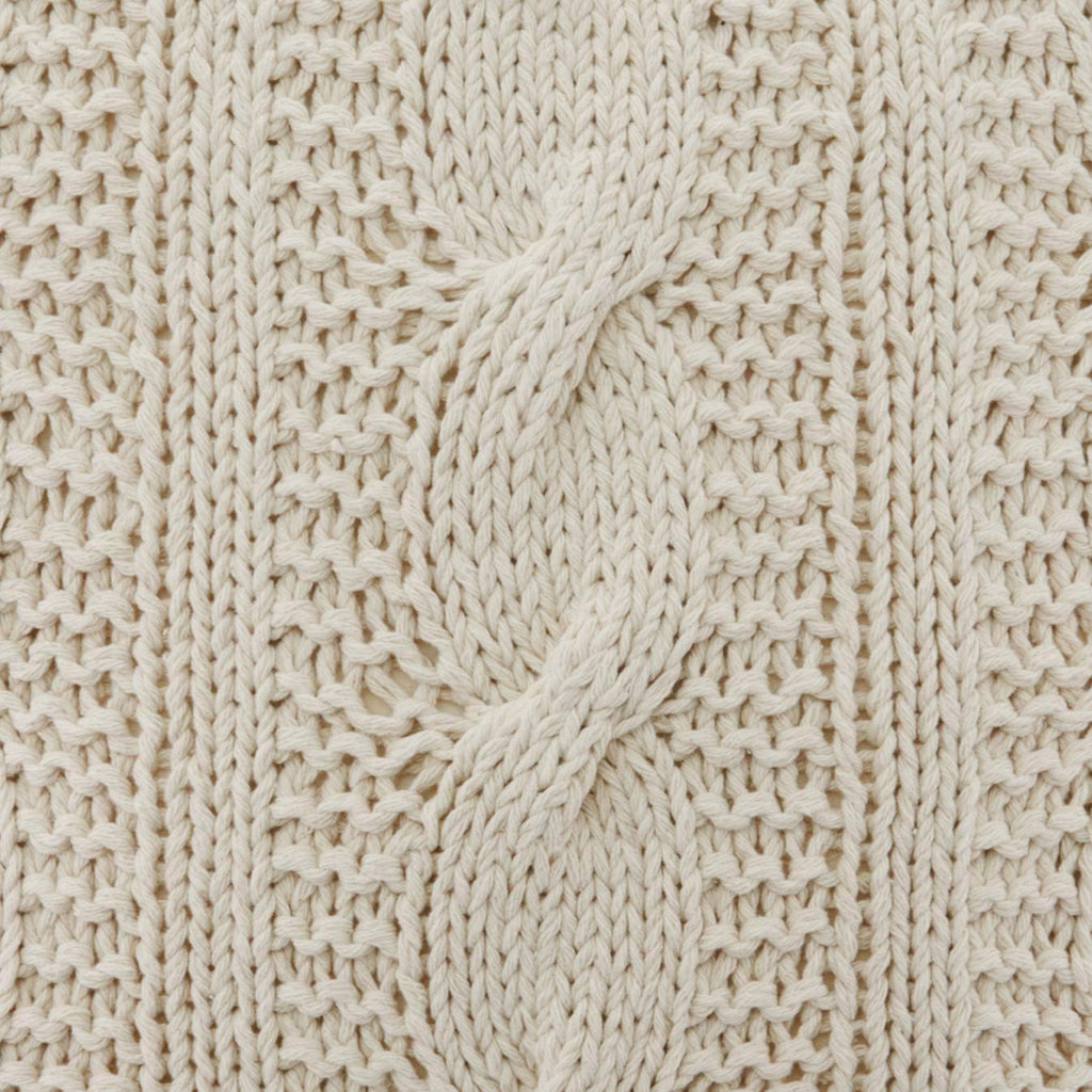 SARO LIFESTYLE 1020 McKenna Knitted Collection Vanilla Cable Knit Design Down Filled Cotton Throw Pillow