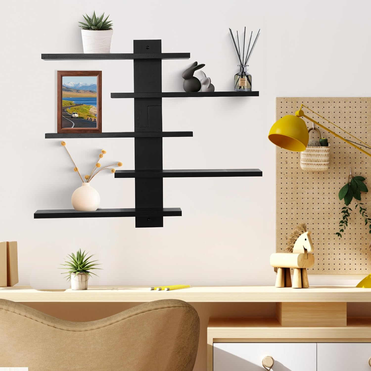Floating Shelf for Wall,for Tonie Shelf,Small Wood Display Shelves Rack for Collectibles-Figures,Shot Glasses,Mini Decor,for Toy(Black)