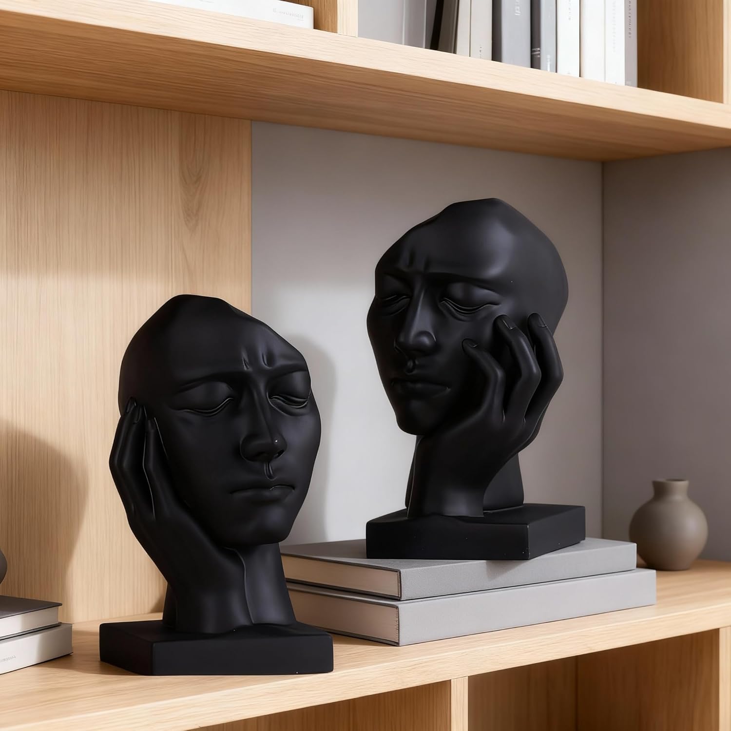 Unique Bookends for Shelves,Philosopher Book Ends Thinker Statue, Heavy Duty Book Shelves Decor, Modern Creative Office Company Bookends Ornament Decorations