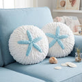 Breling 2 Pack Light Brown Hand Crochet Sand Dollar Knit Throw Pillows, Coastal Nautical Decor Cushions for Couch Beach Nursery