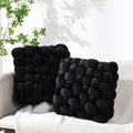 Wenqik 2 Pcs Knot Pillows Square Knotted Plush Throws Soft Accent Pillows Decoration Cushion for Couch Home Office Living Room Bedroom Bed Sofa Decor, 12'' x 13''(Ivory,Crystal Velvet)