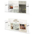 Acrylic Magazine Holder, 2 Pack Hanging Bookshelf Magazine Rack, Wall Mounted Floating Brochure Display for Waiting Room, Office, Home (Clear, 17 Inch)