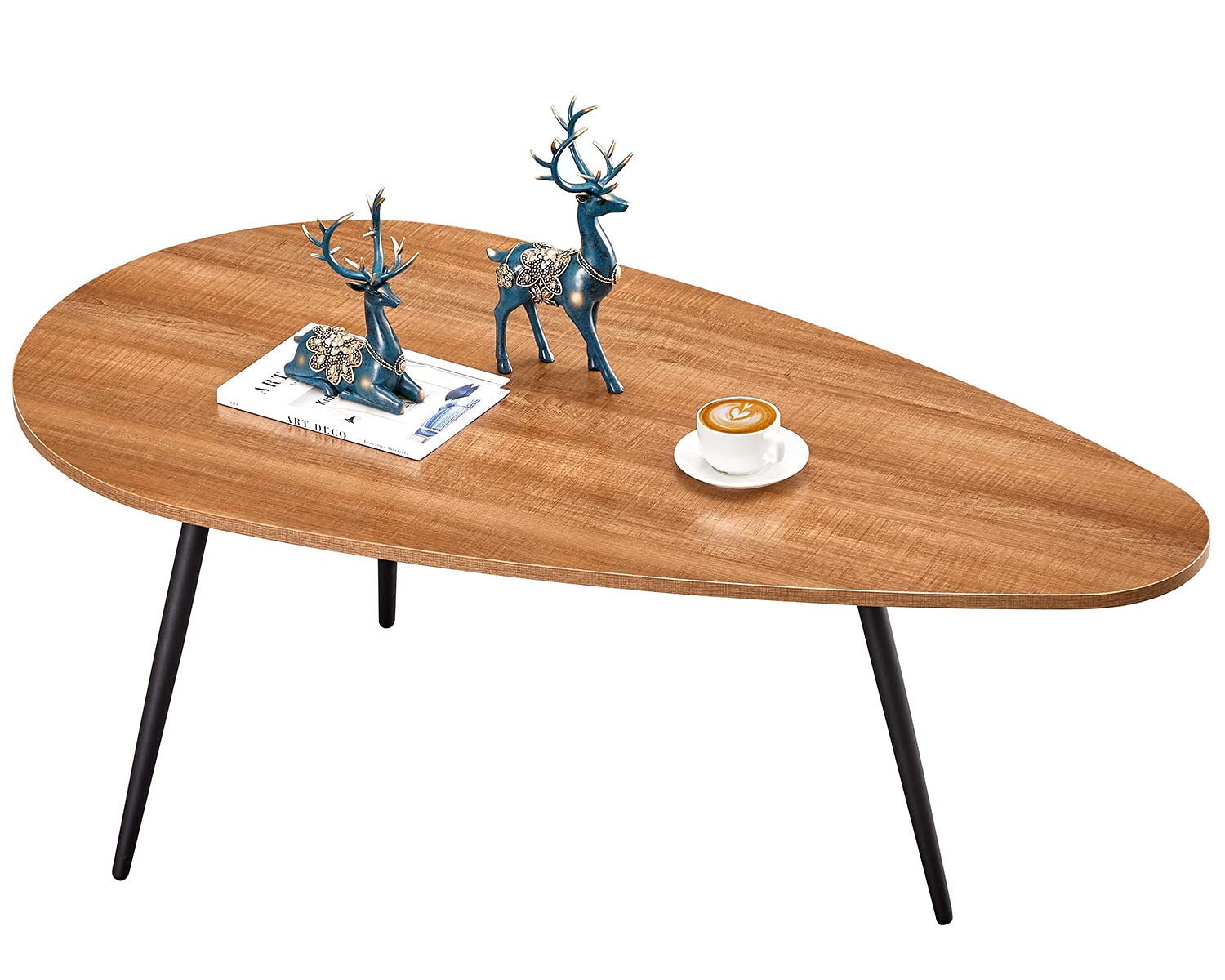 SAYGOER Black Small Coffee Table Modern Oval Coffee Tables Retro Center Table for Small Space Mid Century Coffee Table Rustic Accent Table for Living Room Home Office, Easy Assembly