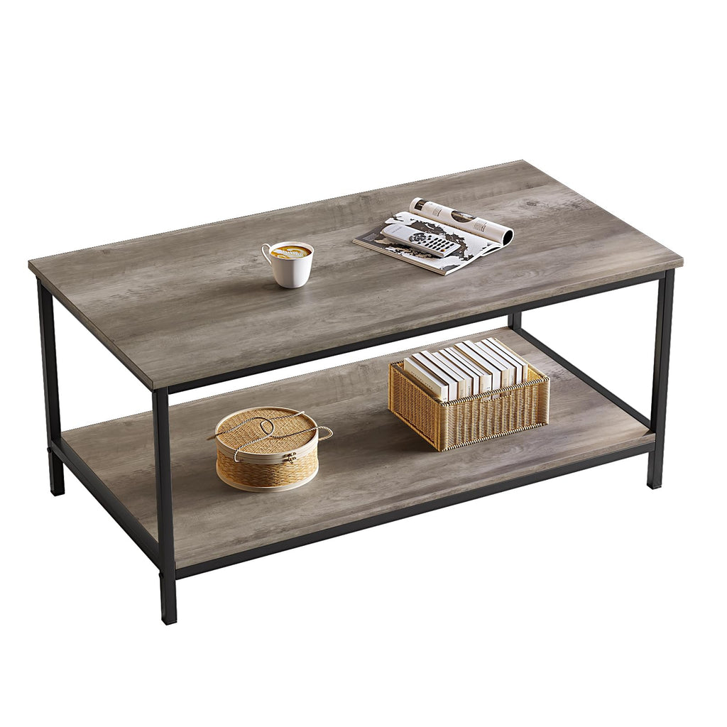 SAYGOER Black Coffee Table Simple Modern Rectangular Center Table Open Space Minimalist for Living Room Home Office Industrial Cocktail Tables, Easy Assembly, 39.37 x 19.69 x 17.72