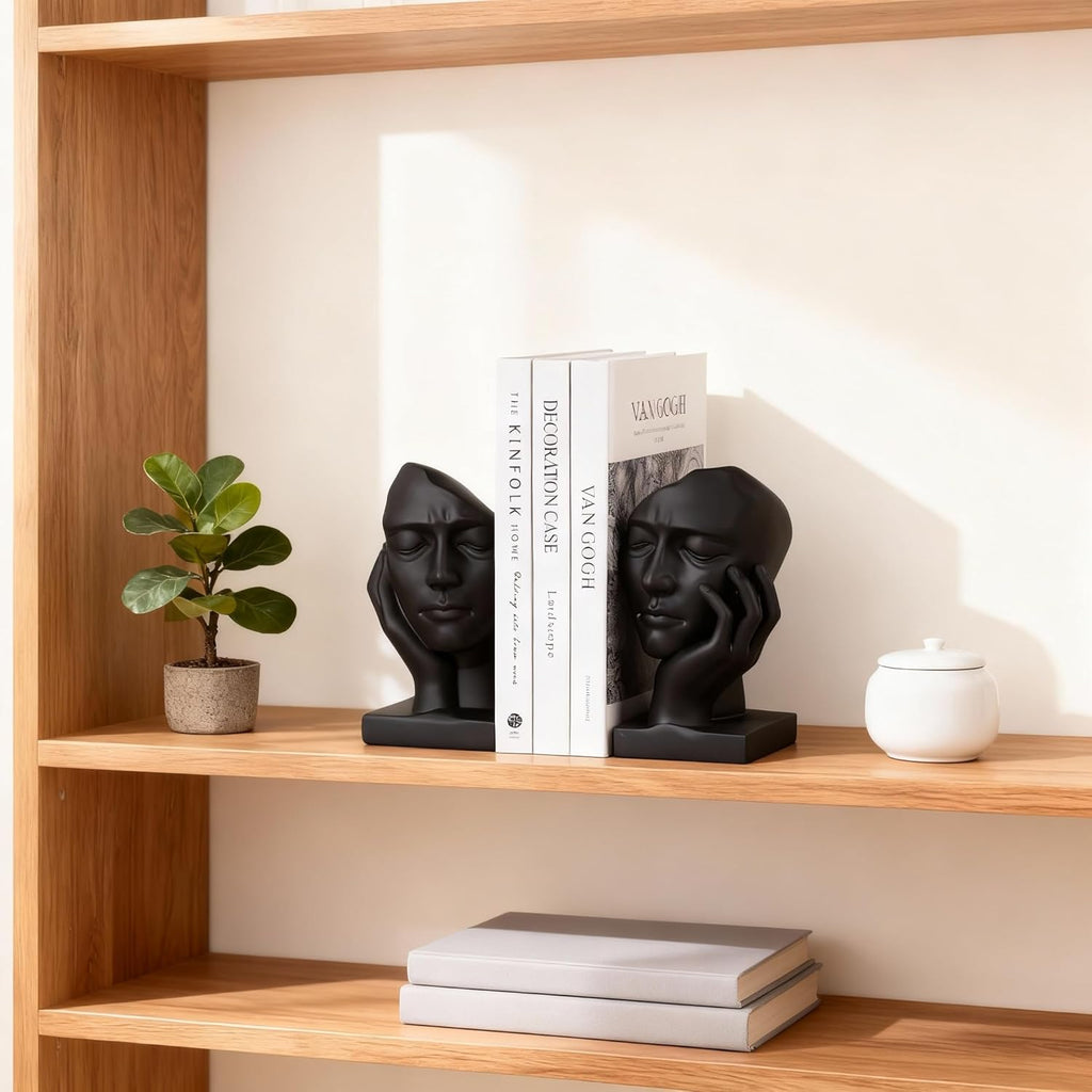 Unique Bookends for Shelves,Philosopher Book Ends Thinker Statue, Heavy Duty Book Shelves Decor, Modern Creative Office Company Bookends Ornament Decorations