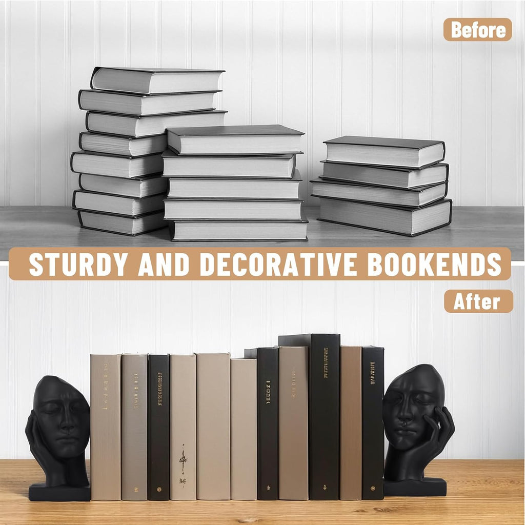 Unique Bookends for Shelves,Philosopher Book Ends Thinker Statue, Heavy Duty Book Shelves Decor, Modern Creative Office Company Bookends Ornament Decorations