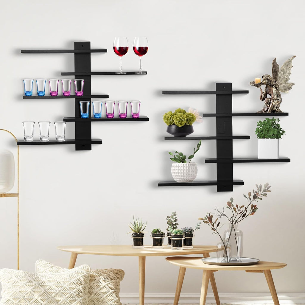 Floating Shelf for Wall,for Tonie Shelf,Small Wood Display Shelves Rack for Collectibles-Figures,Shot Glasses,Mini Decor,for Toy(Black)