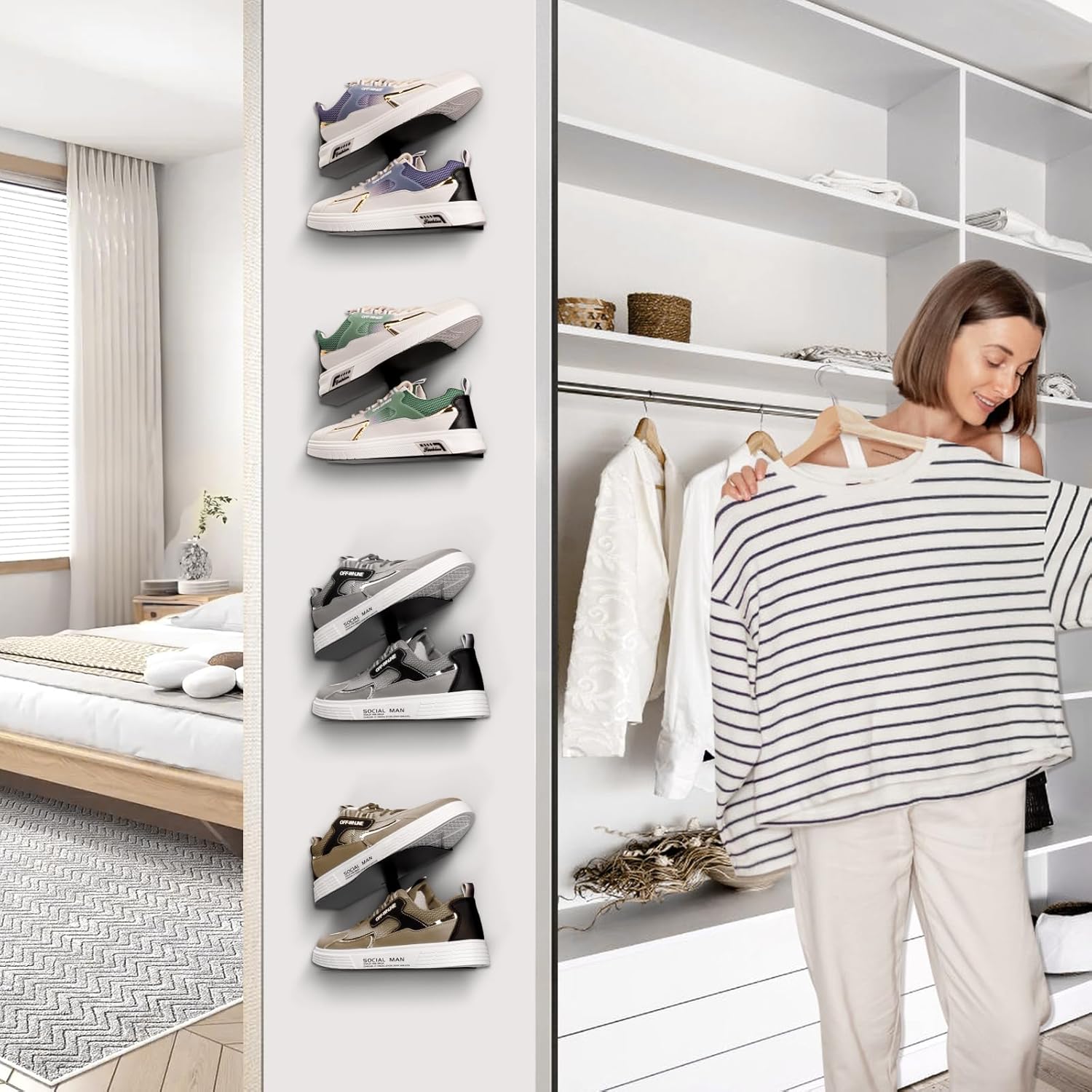 Wall-Mount Floating Shoe Shelves, Sturdy Levitating Sneaker Rack for Showcasing Shoe Collections
