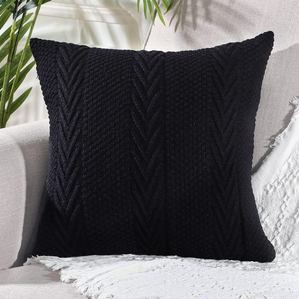 MANDIOO Cotton Knitted Decorative Throw Pillow Covers Soft Cozy Outdoor Cushion Cases Luxury Modern Pillowcases for Couch Sofa Bed 20x20 Inches Beige