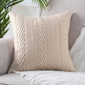 MANDIOO Cotton Knitted Decorative Throw Pillow Covers Soft Cozy Outdoor Cushion Cases Luxury Modern Pillowcases for Couch Sofa Bed 20x20 Inches Beige
