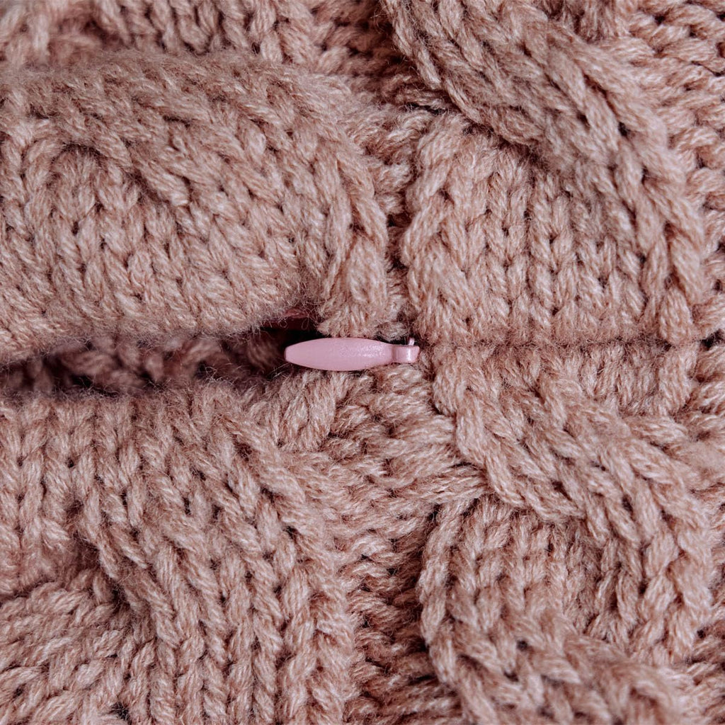 vctops Cable Knit Throw Pillow Cover Farmhouse Doule Side Knitted Decorative Cushion Cover Soft Cozy Sweater Square Accent Pillowcase for Sofa Couch Bed Home Decor (Pink,18"x18")