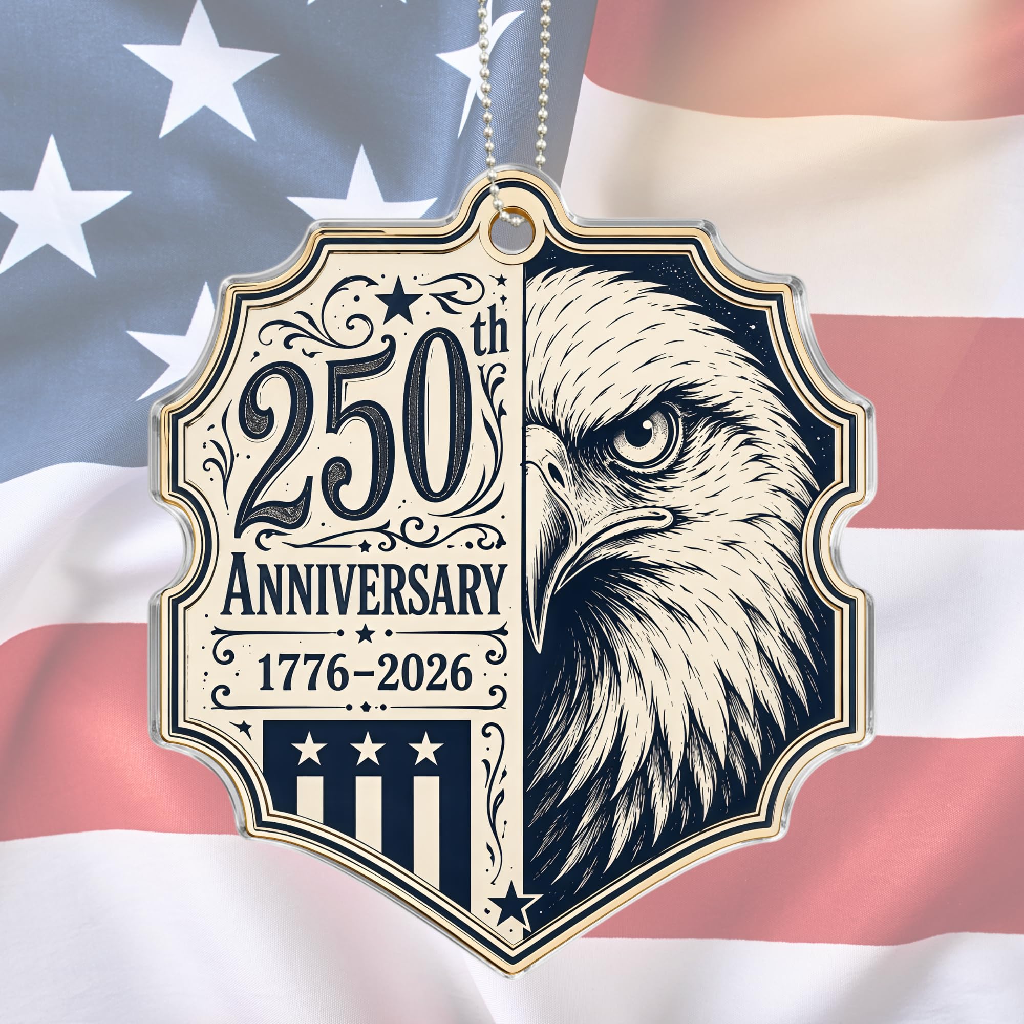 Patriotic Decorations 250 Anniversary USA Ornament - Statue of Liberty Bell, 4th of July Independence Day Tree Decor, 1776-2026 Commemorative Gift, Liberty Bell Flat Acrylic for Proud Veterans