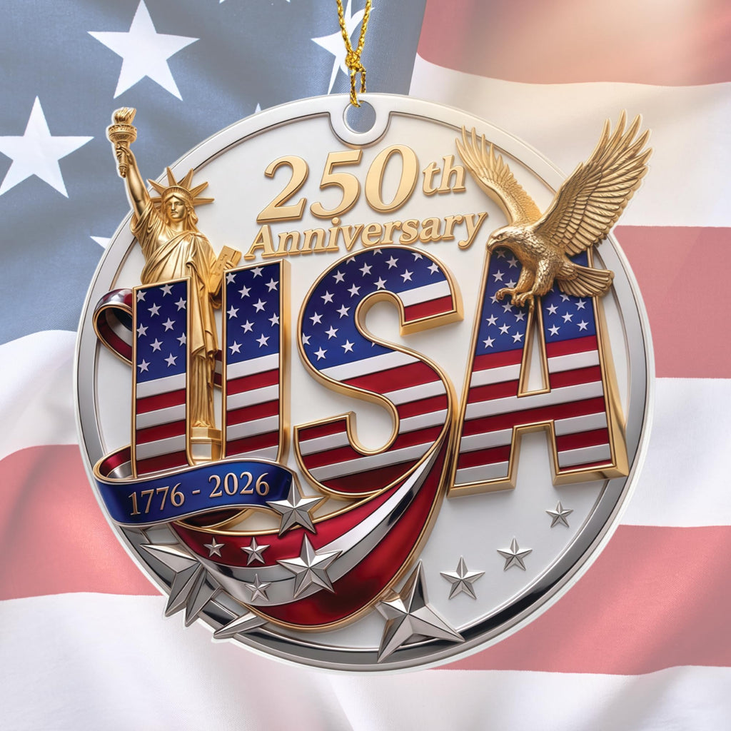 Patriotic Decorations 250 Anniversary USA Ornament - Statue of Liberty Bell, 4th of July Independence Day Tree Decor, 1776-2026 Commemorative Gift, Liberty Bell Flat Acrylic for Proud Veterans