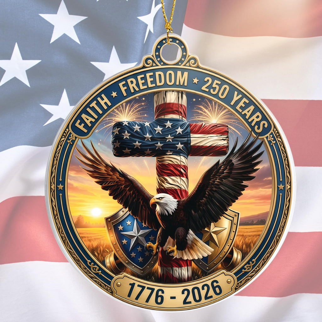 Patriotic Decorations 250 Anniversary USA Ornament - Statue of Liberty Bell, 4th of July Independence Day Tree Decor, 1776-2026 Commemorative Gift, Liberty Bell Flat Acrylic for Proud Veterans