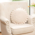 Knitted Throw Pillow Round Couch Pillow Handmade Decorative Plush Pillow Cute Cushion (Pink, 18inch)