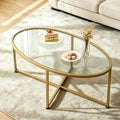 Wolawu Coffee Table Small Oval Table,White Faux Marble Table for Living Room, Modern Center Tea Tables for Small Space,Wooden Tables End Tables with Sturdy Black Metal Leg