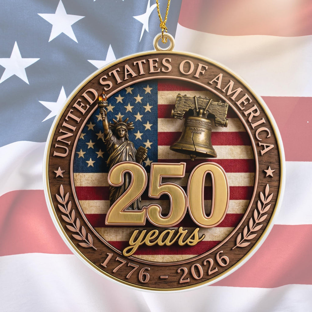 Patriotic Decorations 250 Anniversary USA Ornament - Statue of Liberty Bell, 4th of July Independence Day Tree Decor, 1776-2026 Commemorative Gift, Liberty Bell Flat Acrylic for Proud Veterans