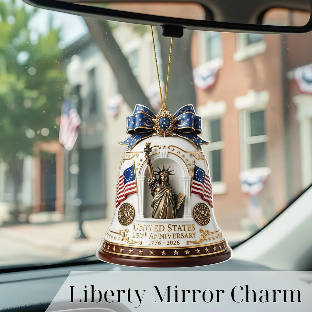 Patriotic Decorations 250 Anniversary USA Ornament - Statue of Liberty Bell, 4th of July Independence Day Tree Decor, 1776-2026 Commemorative Gift, Liberty Bell Flat Acrylic for Proud Veterans