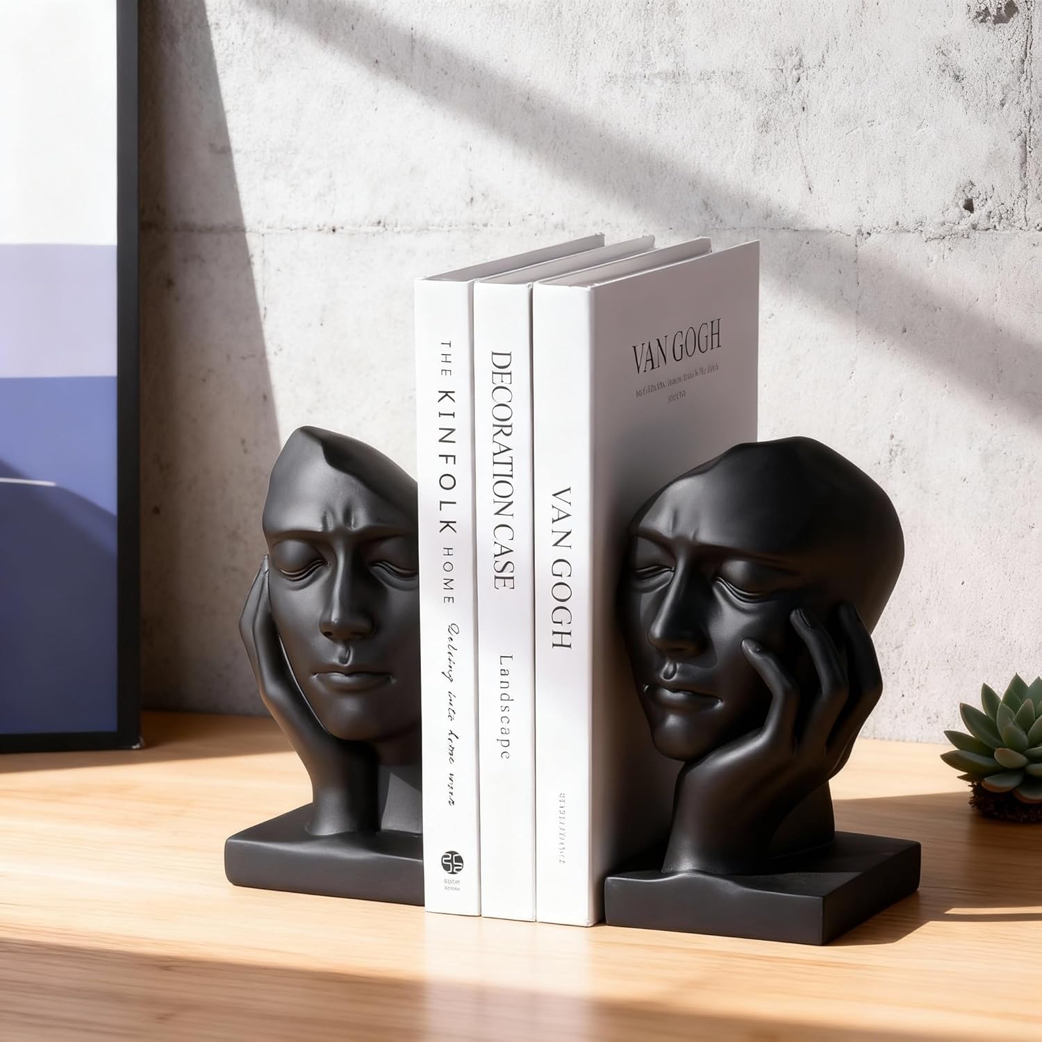 Unique Bookends for Shelves,Philosopher Book Ends Thinker Statue, Heavy Duty Book Shelves Decor, Modern Creative Office Company Bookends Ornament Decorations
