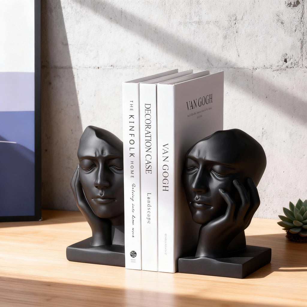 Unique Bookends for Shelves,Philosopher Book Ends Thinker Statue, Heavy Duty Book Shelves Decor, Modern Creative Office Company Bookends Ornament Decorations