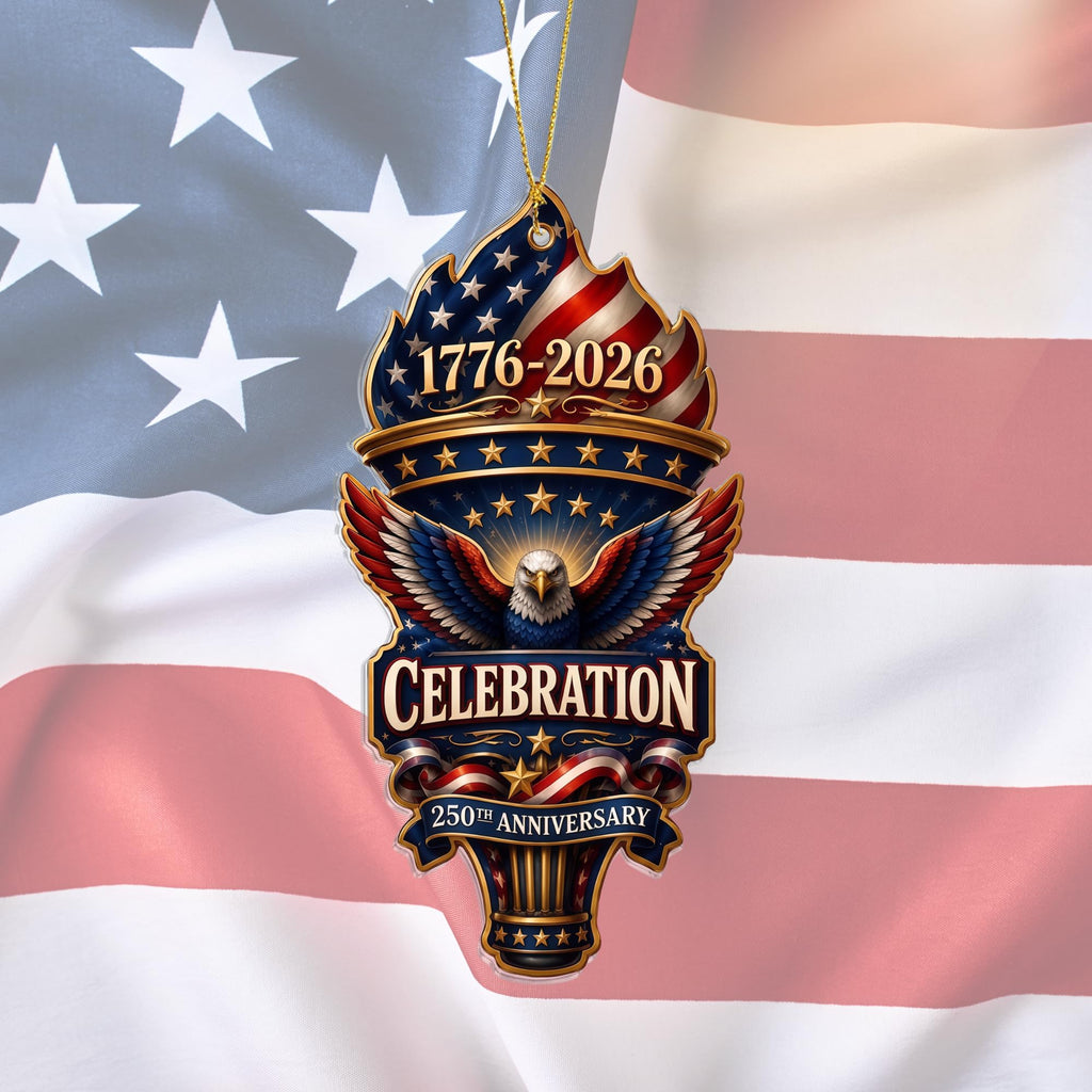 Patriotic Decorations 250 Anniversary USA Ornament - Statue of Liberty Bell, 4th of July Independence Day Tree Decor, 1776-2026 Commemorative Gift, Liberty Bell Flat Acrylic for Proud Veterans