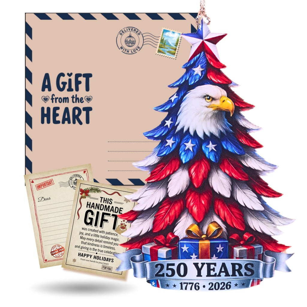 Patriotic Decorations 250 Anniversary USA Ornament - Statue of Liberty Bell, 4th of July Independence Day Tree Decor, 1776-2026 Commemorative Gift, Liberty Bell Flat Acrylic for Proud Veterans