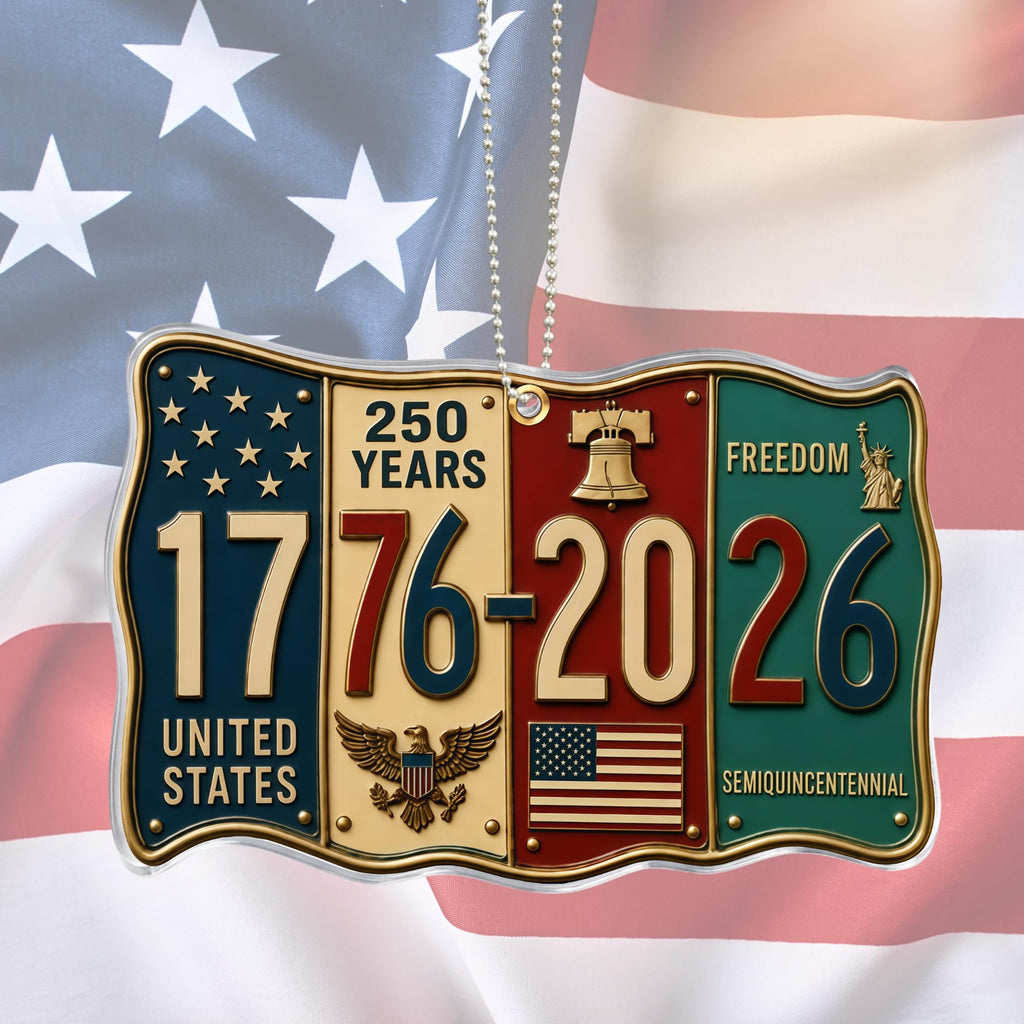 Patriotic Decorations 250 Anniversary USA Ornament - Statue of Liberty Bell, 4th of July Independence Day Tree Decor, 1776-2026 Commemorative Gift, Liberty Bell Flat Acrylic for Proud Veterans
