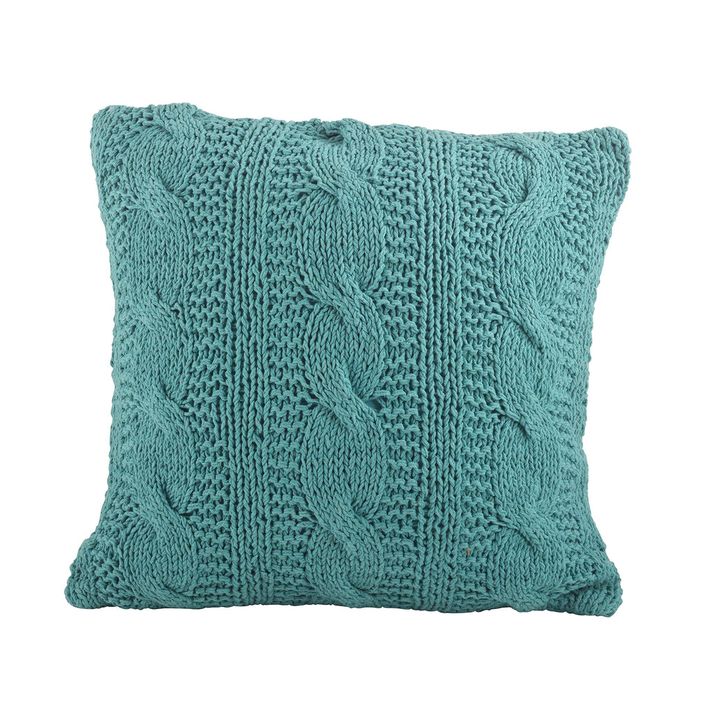 SARO LIFESTYLE 1020 McKenna Knitted Collection Vanilla Cable Knit Design Down Filled Cotton Throw Pillow